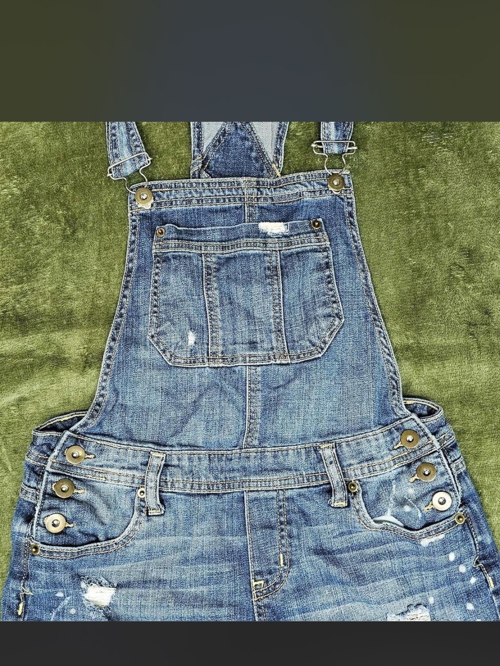 Bethany Mota Blue Distressed Denim Overalls